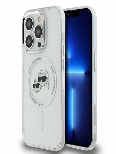 Karl Lagerfeld Karl Lagerfeld IML K&CH Heads Metal Frame MagSafe Back Cover za iPhone 15 Pro Transparent