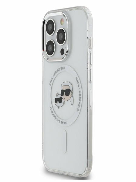 Karl Lagerfeld Karl Lagerfeld IML K&CH Heads Metal Frame MagSafe Back Cover za iPhone 15 Pro Transparent