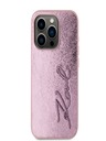 Karl Lagerfeld Mehčan zadnji ovitek z logotipom PU Signature za iPhone 15 Pro Pink Karl Lagerfeld