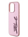 Karl Lagerfeld Mehčan zadnji ovitek z logotipom PU Signature za iPhone 15 Pro Pink Karl Lagerfeld