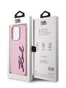 Karl Lagerfeld Mehčan zadnji ovitek z logotipom PU Signature za iPhone 15 Pro Pink Karl Lagerfeld