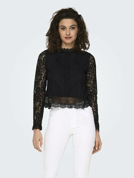 ONLY Črna ženska čipkasta bluza ONLY New Karo
