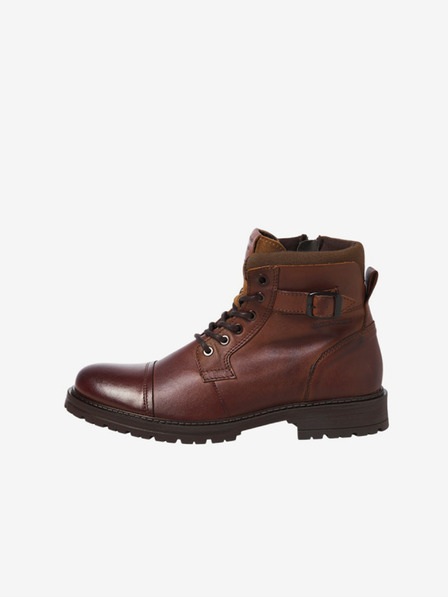 Jack & Jones Temno rjavi moški usnjeni gležnjarji Jack & Jones Queens