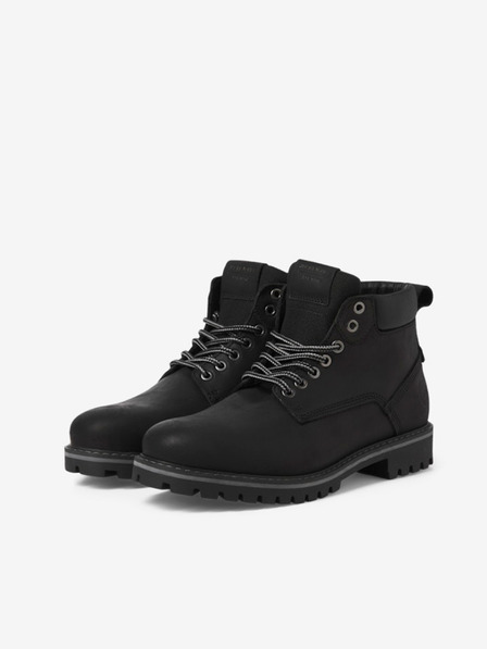 Jack & Jones Črni moški usnjeni gležnjarji Jack & Jones Queens