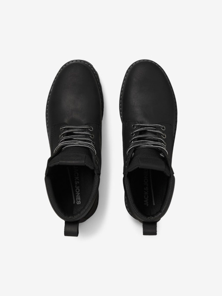 Jack & Jones Črni moški usnjeni gležnjarji Jack & Jones Queens