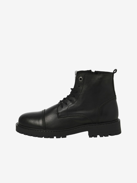 Jack & Jones Črni moški usnjeni gležnjarji Jack & Jones Tremor