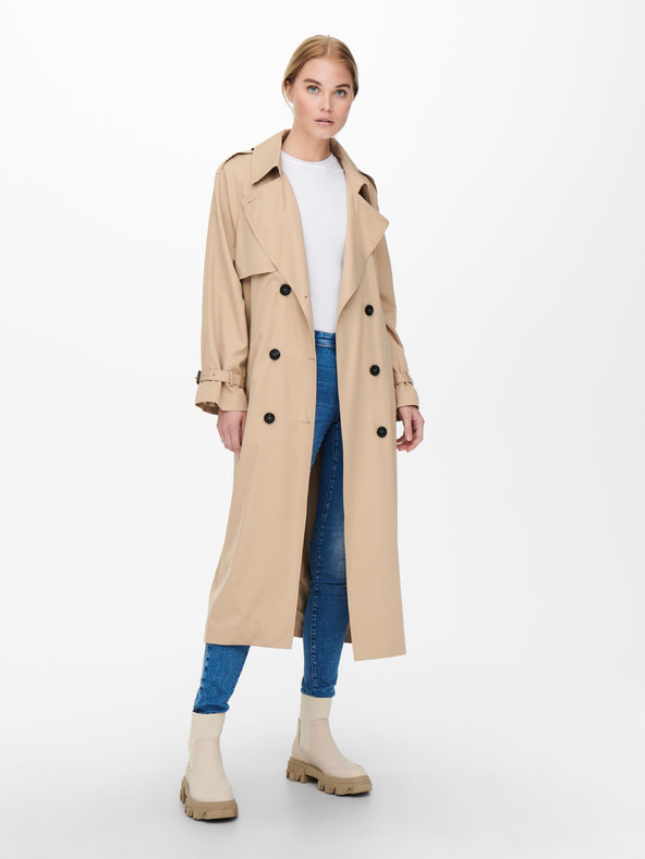 ONLY Bež prosti plašč s kravato ONLY Chloe