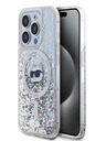 Karl Lagerfeld Karl Lagerfeld Liquid Glitter Choupette Head MagSafe Back Cover za iPhone 15 Pro Max Transparent