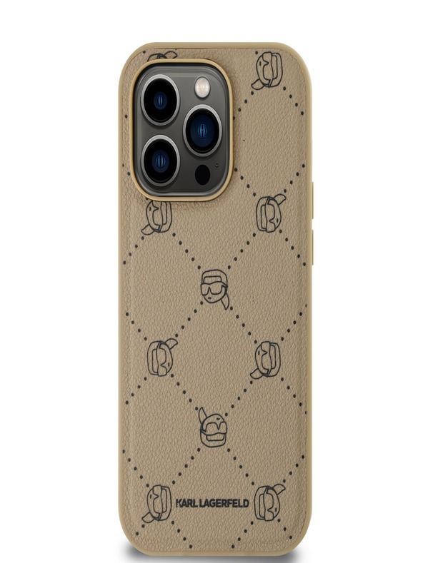 Karl Lagerfeld PU Karl Heads Pattern Magsafe Back Cover za iPhone 14 Pro Beige Karl Lagerfeld