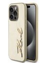 Karl Lagerfeld Zmečkan zadnji ovitek z logotipom PU Signature za iPhone 15 Pro Max Gold Karl Lagerfeld
