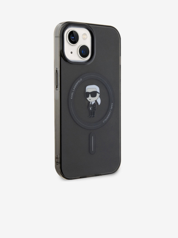 Karl Lagerfeld IML Ikonik MagSafe hrbtni ovitek za iPhone 15 črn Karl Lagerfeld