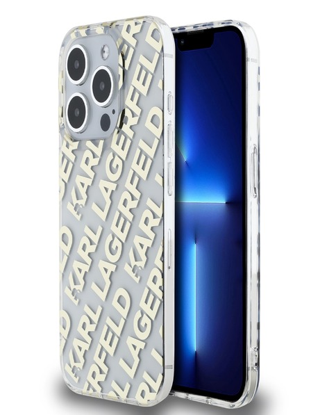 Karl Lagerfeld Karl Lagerfeld IML galvaniziran ponavljajoči se logotip hrbtni ovitek za iPhone 15 Pro zlati