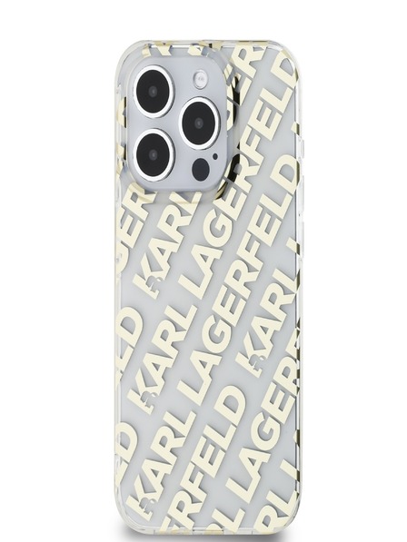 Karl Lagerfeld Karl Lagerfeld IML galvaniziran ponavljajoči se logotip hrbtni ovitek za iPhone 15 Pro zlati