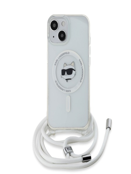 Karl Lagerfeld Karl Lagerfeld IML Crossbody Choupette Head Magsafe hrbtni ovitek za iPhone 15 prozoren