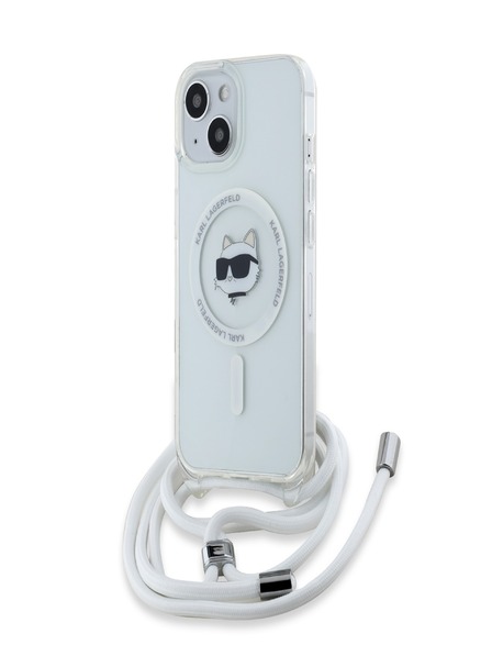 Karl Lagerfeld Karl Lagerfeld IML Crossbody Choupette Head Magsafe hrbtni ovitek za iPhone 15 prozoren