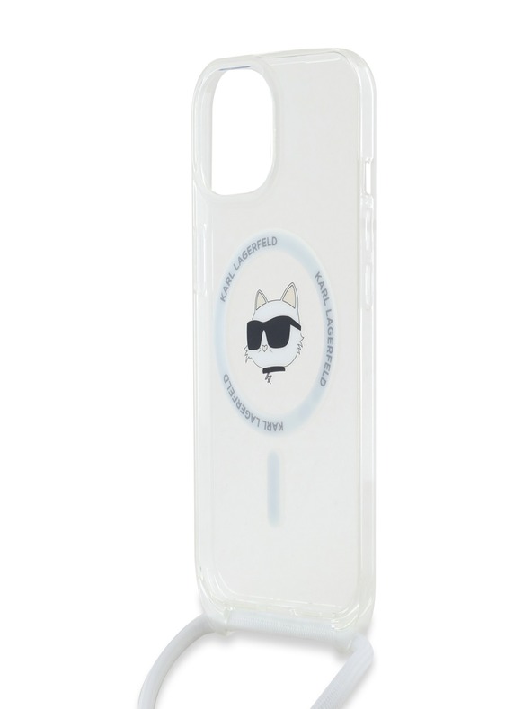 Karl Lagerfeld Karl Lagerfeld IML Crossbody Choupette Head Magsafe hrbtni ovitek za iPhone 15 prozoren