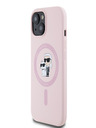 Karl Lagerfeld Tekoči silikon Karl and Choupette Magsafe hrbtni ovitek za iPhone 15 Roza Karl Lagerfeld