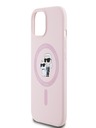 Karl Lagerfeld Tekoči silikon Karl and Choupette Magsafe hrbtni ovitek za iPhone 15 Roza Karl Lagerfeld