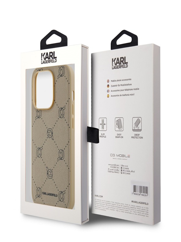 Karl Lagerfeld PU Karl Heads Pattern Magsafe Back Cover za iPhone 14 Pro Max Beige Karl Lagerfeld