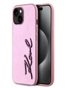 Karl Lagerfeld Mehčan zadnji ovitek z logotipom PU Signature za iPhone 15 Pink Karl Lagerfeld