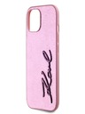 Karl Lagerfeld Mehčan zadnji ovitek z logotipom PU Signature za iPhone 15 Pink Karl Lagerfeld