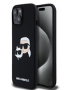 Karl Lagerfeld Tekoči silikonski hrbtni ovitek z dvojnimi glavami Magsafe za iPhone 15 Pro Max Black Karl Lagerfeld