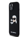 Karl Lagerfeld Tekoči silikonski hrbtni ovitek z dvojnimi glavami Magsafe za iPhone 15 Pro Max Black Karl Lagerfeld