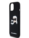 Karl Lagerfeld Tekoči silikonski hrbtni ovitek z dvojnimi glavami Magsafe za iPhone 15 Pro Max Black Karl Lagerfeld