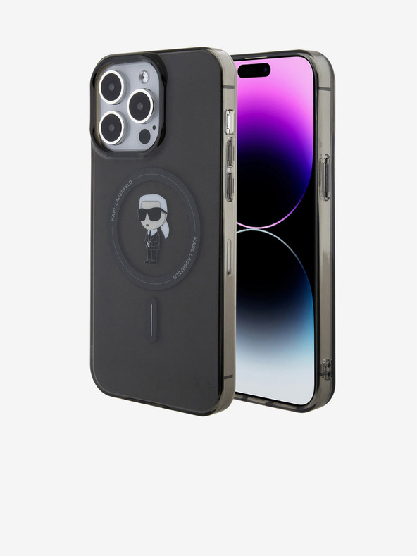 Karl Lagerfeld IML Ikonik MagSafe hrbtni ovitek za iPhone 15 Pro Max črn Karl Lagerfeld