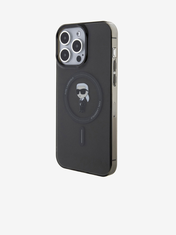 Karl Lagerfeld IML Ikonik MagSafe hrbtni ovitek za iPhone 15 Pro Max črn Karl Lagerfeld