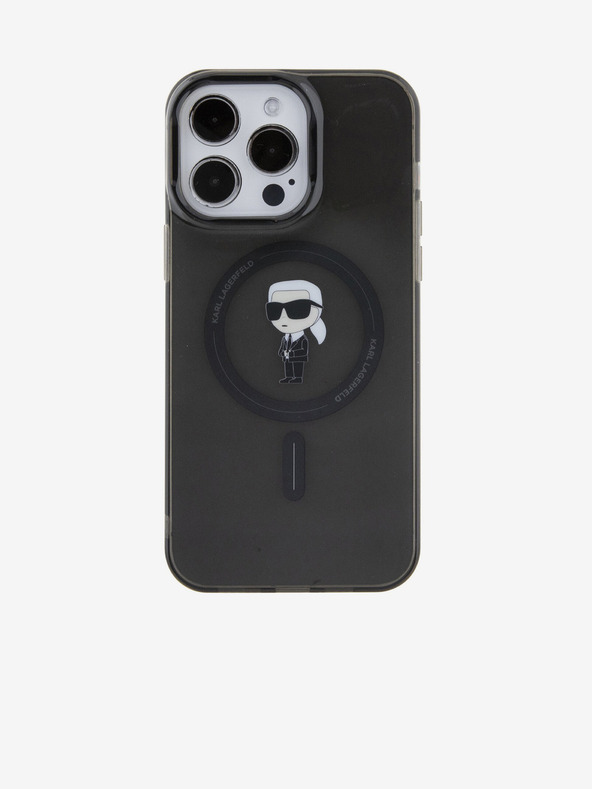 Karl Lagerfeld IML Ikonik MagSafe hrbtni ovitek za iPhone 15 Pro Max črn Karl Lagerfeld