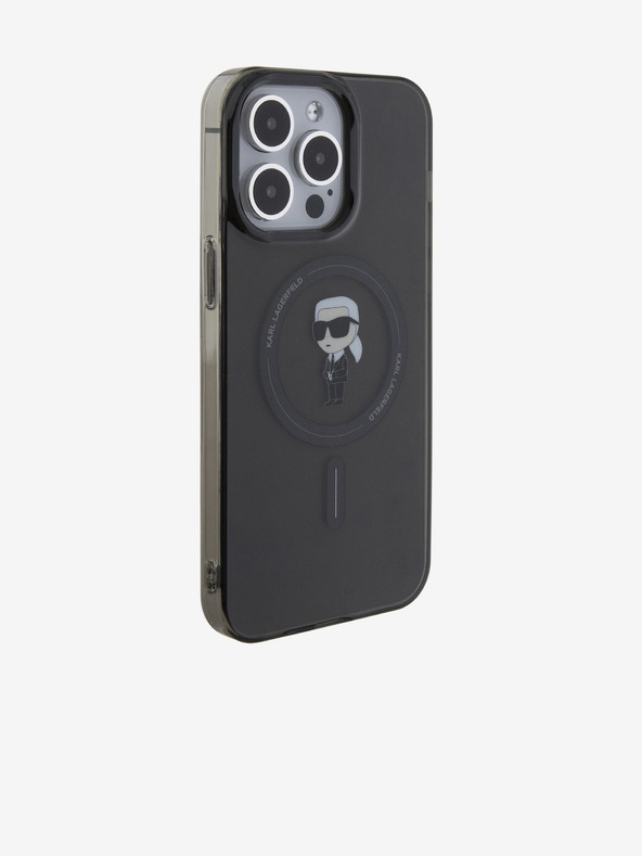 Karl Lagerfeld IML Ikonik MagSafe hrbtni ovitek za iPhone 15 Pro Max črn Karl Lagerfeld