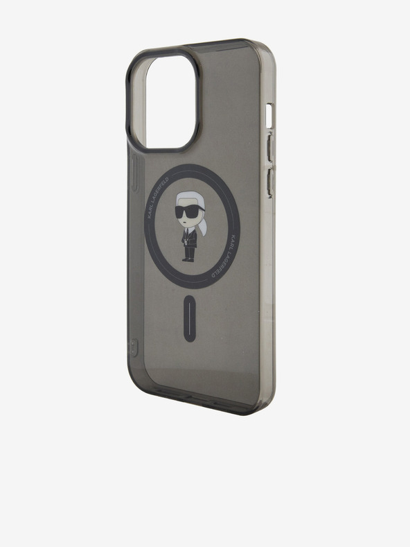 Karl Lagerfeld IML Ikonik MagSafe hrbtni ovitek za iPhone 15 Pro Max črn Karl Lagerfeld