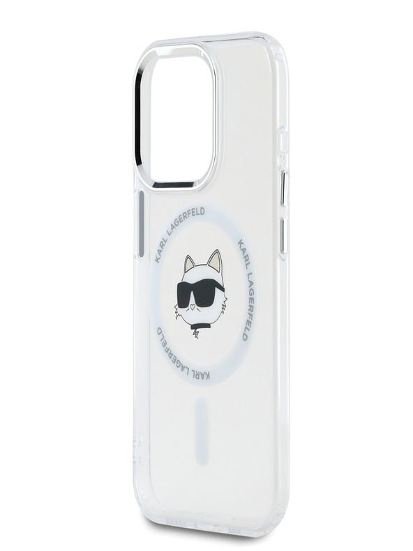 Karl Lagerfeld Karl Lagerfeld IML Choupette Head Kovinski okvir MagSafe za iPhone 15 Pro Max Transparent