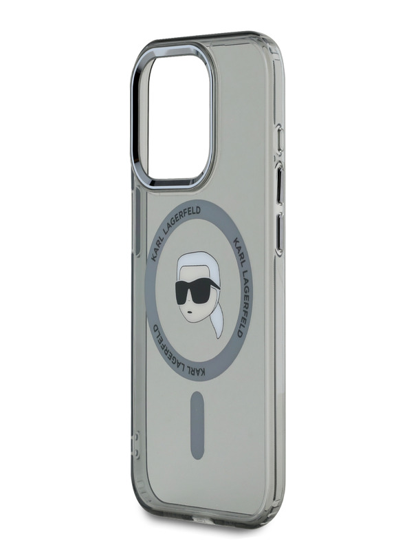 Karl Lagerfeld Karl Lagerfeld IML Karl Head Kovinski okvir MagSafe za iPhone 15 Pro Max črn