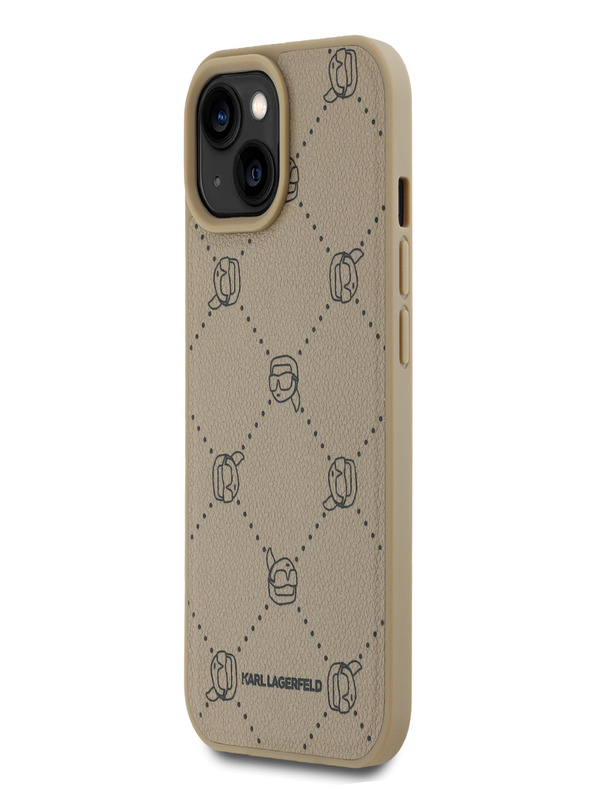 Karl Lagerfeld PU Karl Heads Pattern Magsafe Back Cover za iPhone 15 Beige Karl Lagerfeld