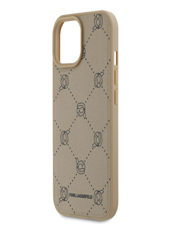 Karl Lagerfeld PU Karl Heads Pattern Magsafe Back Cover za iPhone 15 Beige Karl Lagerfeld