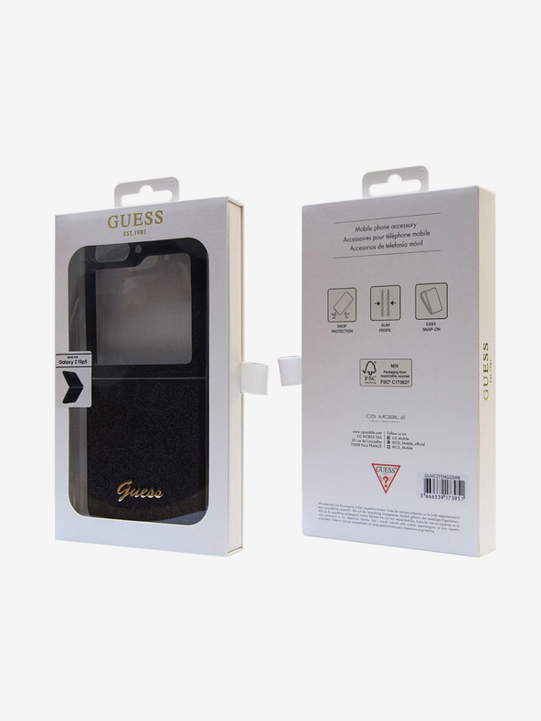 Guess Guess PC/TPU Glitter Flakes Metal Logo Back Cover za Samsung Galaxy Z Flip 5 Black