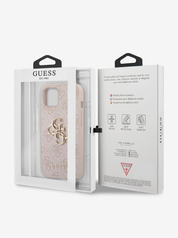 Guess Guess PU 4G Metal Logo Back Cover za iPhone 13 Pink