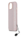 Karl Lagerfeld Karl Lagerfeld PU Saffiano Rhinestone Charm hrbtni ovitek za iPhone 15 Roza