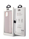 Karl Lagerfeld Karl Lagerfeld PU Saffiano Rhinestone Charm hrbtni ovitek za iPhone 15 Roza