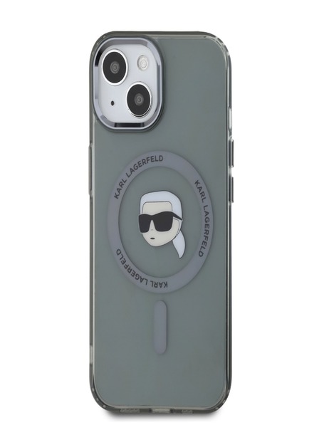 Karl Lagerfeld Karl Lagerfeld IML Karl Head Metal Frame MagSafe Back Cover za iPhone 15 Black