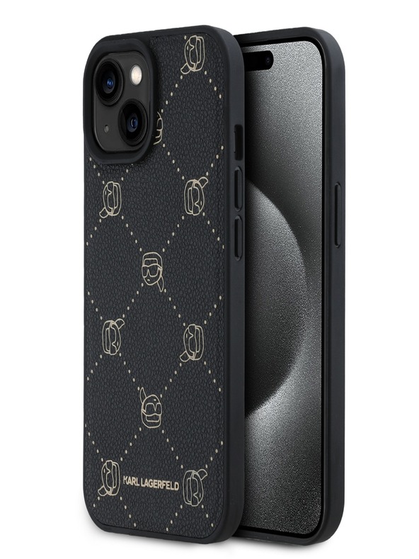 Karl Lagerfeld PU Karl Heads Pattern Magsafe Back Cover za iPhone 15 Black Karl Lagerfeld
