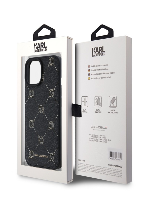 Karl Lagerfeld PU Karl Heads Pattern Magsafe Back Cover za iPhone 15 Black Karl Lagerfeld