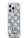 Karl Lagerfeld Tekoče bleščice Monogram Gradient zadnji ovitek za iPhone 14 Pro White Karl Lagerfeld