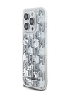 Karl Lagerfeld Tekoče bleščice Monogram Gradient zadnji ovitek za iPhone 14 Pro White Karl Lagerfeld