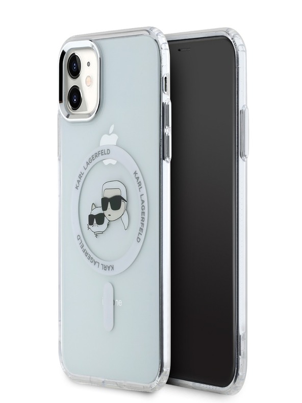 Karl Lagerfeld Karl Lagerfeld IML K&CH Heads Metal Frame MagSafe Back Cover za iPhone 11 Transparent