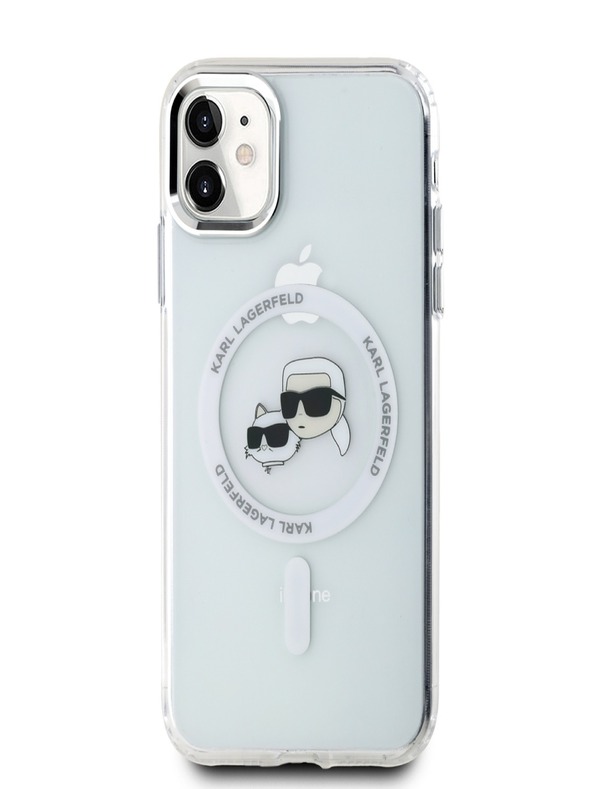 Karl Lagerfeld Karl Lagerfeld IML K&CH Heads Metal Frame MagSafe Back Cover za iPhone 11 Transparent
