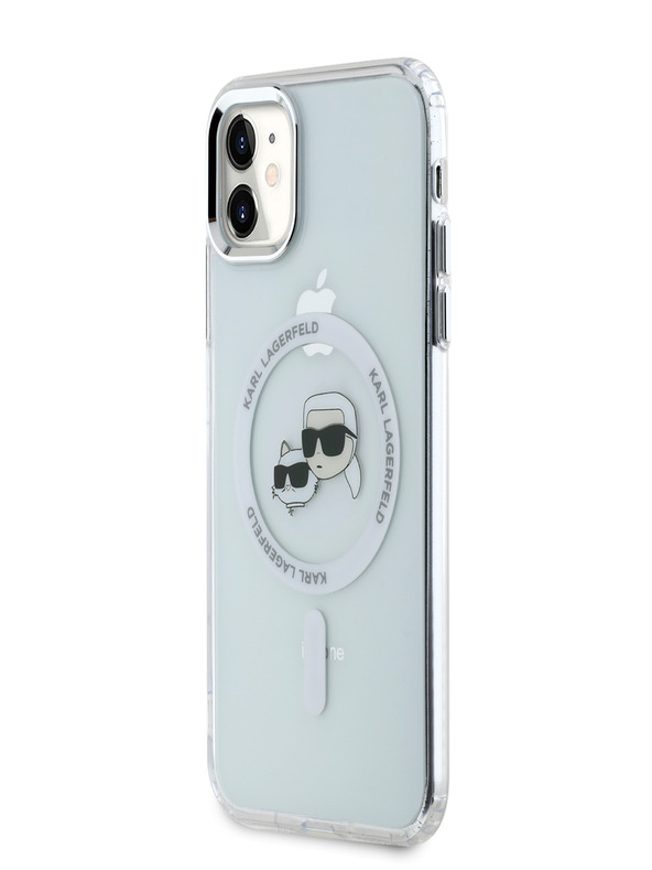 Karl Lagerfeld Karl Lagerfeld IML K&CH Heads Metal Frame MagSafe Back Cover za iPhone 11 Transparent