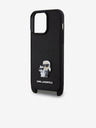 Karl Lagerfeld Saffiano Crossbody Strap Metal Karl and Choupette hrbtni ovitek za iPhone 15 Pro Max Black Karl Lagerfeld